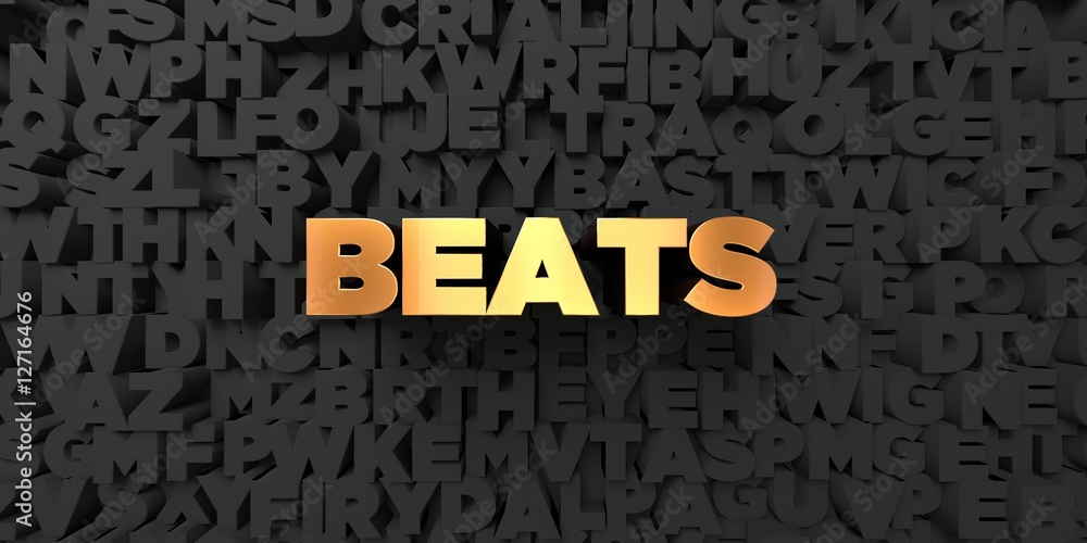 Fototapete beats - gold text on black background - 3d rendered royalty free stock picture. this image can be us