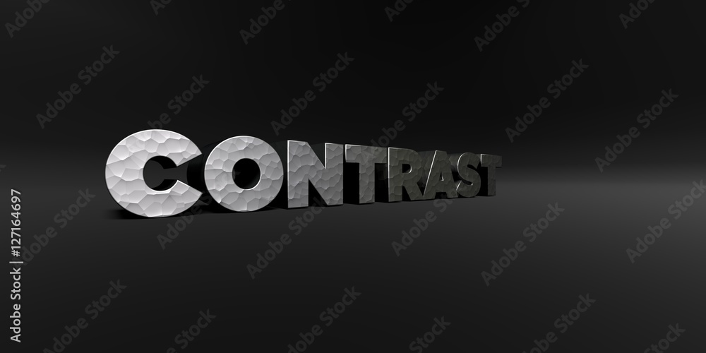 Fototapete contrast - hammered metal finish text on black studio - 3d rendered royalty free stock photo. this i