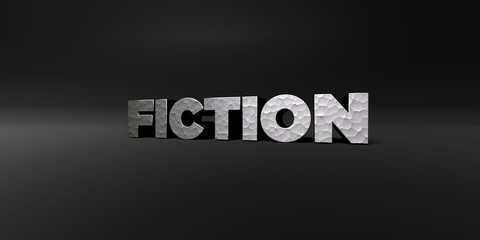 FICTION - hammered metal finish text on black studio - 3D rendered royalty free stock photo. This image can be used for an online website banner ad or a print postcard.