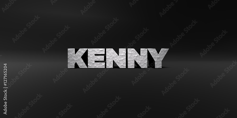 Fototapete kenny - hammered metal finish text on black studio - 3d rendered royalty free stock photo. this imag