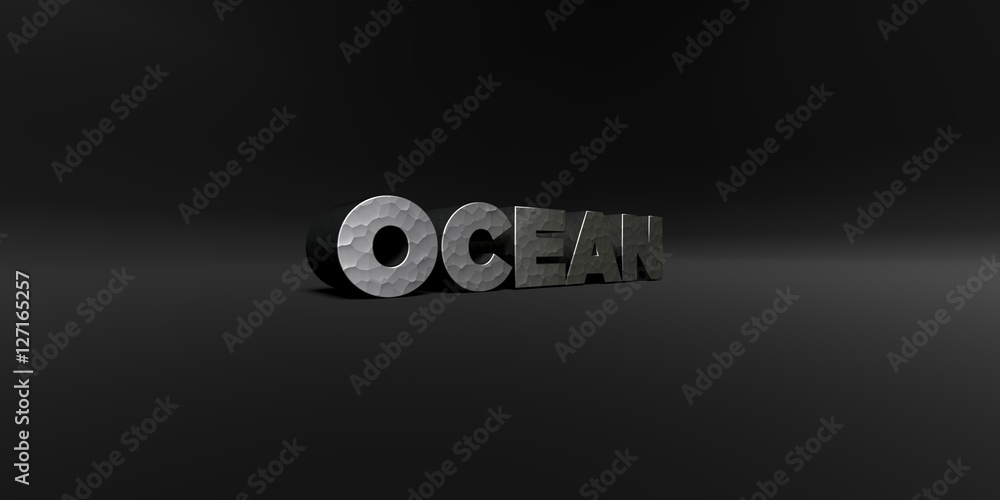 Fototapete ocean - hammered metal finish text on black studio - 3d rendered royalty free stock photo. this imag