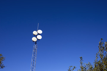 Telecommunication tower sky blue