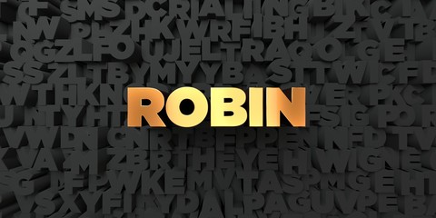 Robin - Gold text on black background - 3D rendered royalty free stock picture. This image can be used for an online website banner ad or a print postcard.