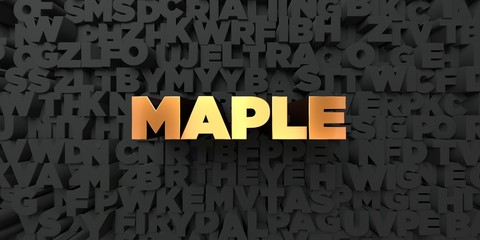 Maple - Gold text on black background - 3D rendered royalty free stock picture. This image can be used for an online website banner ad or a print postcard.