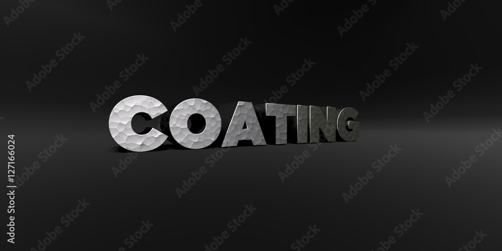 Fototapete coating - hammered metal finish text on black studio - 3d rendered royalty free stock photo. this im