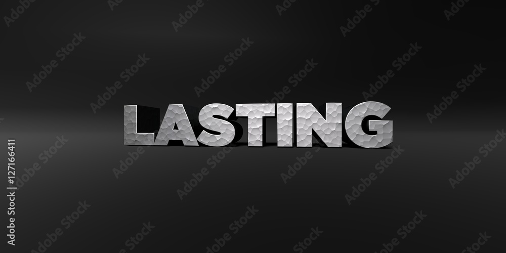 Fototapete lasting - hammered metal finish text on black studio - 3d rendered royalty free stock photo. this im