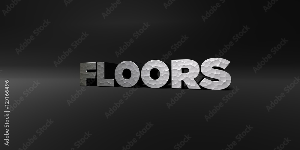 Fototapete floors - hammered metal finish text on black studio - 3d rendered royalty free stock photo. this ima