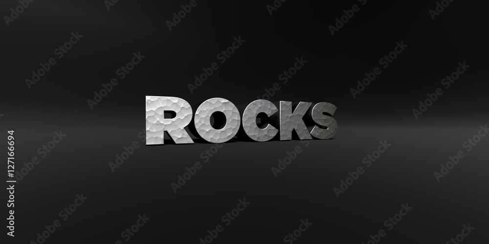 Fototapete rocks - hammered metal finish text on black studio - 3d rendered royalty free stock photo. this imag