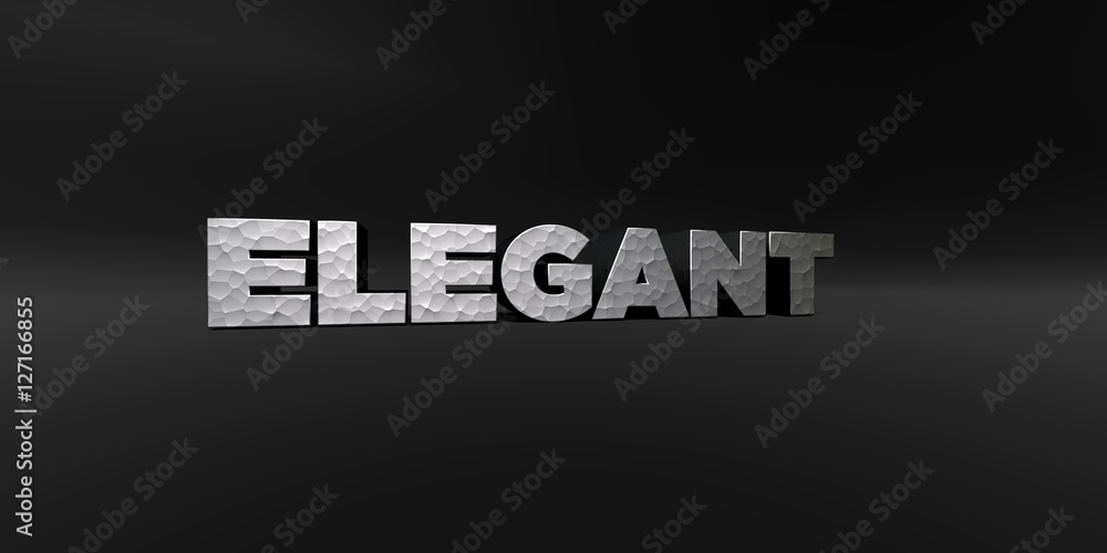Fototapete elegant - hammered metal finish text on black studio - 3d rendered royalty free stock photo. this im