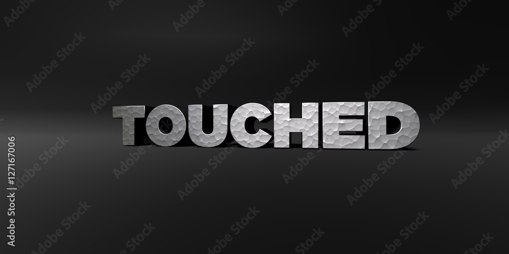 Fototapete touched - hammered metal finish text on black studio - 3d rendered royalty free stock photo. this im