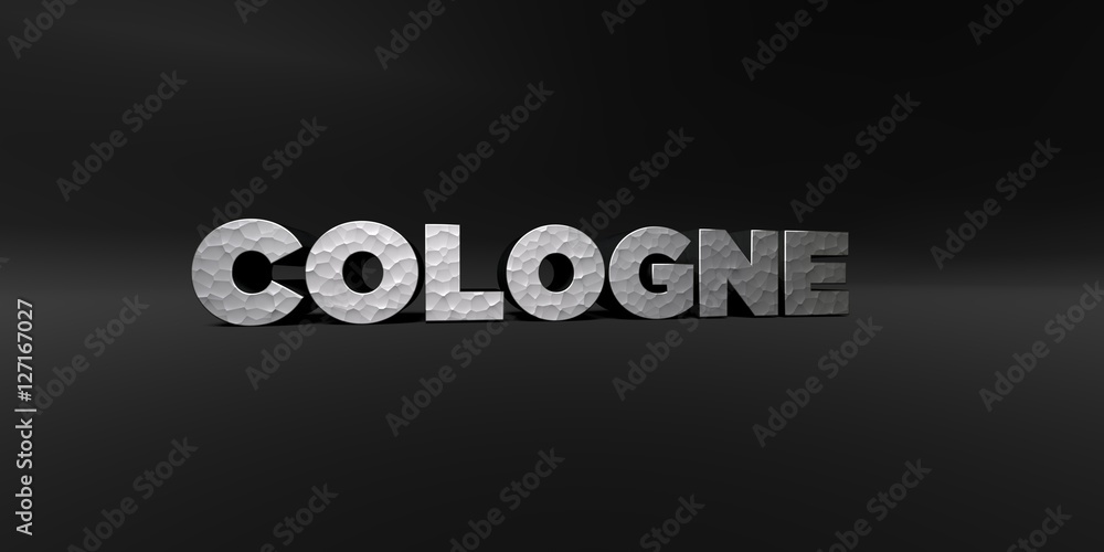 Fototapete cologne - hammered metal finish text on black studio - 3d rendered royalty free stock photo. this im
