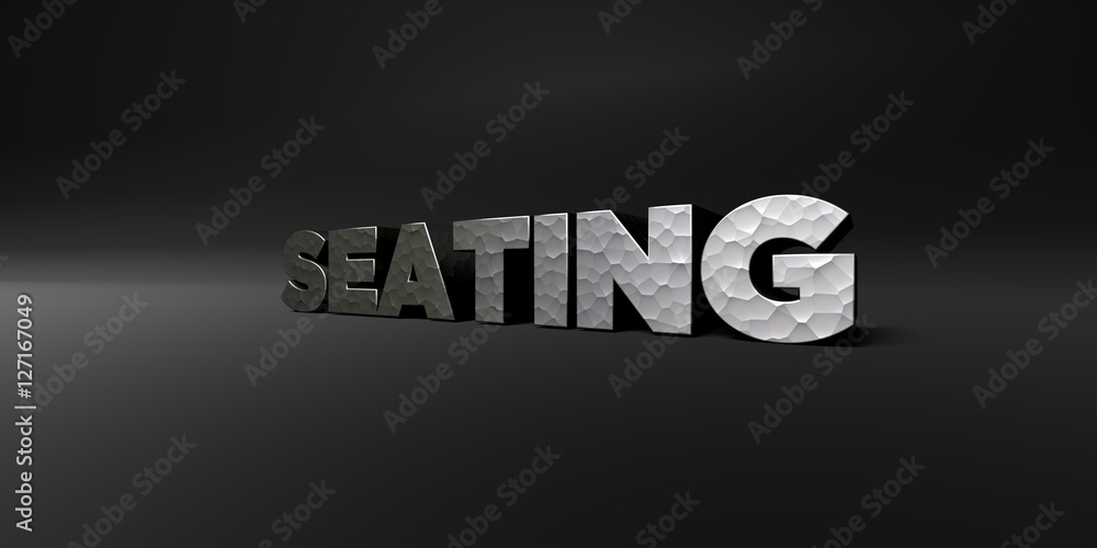 Fototapete seating - hammered metal finish text on black studio - 3d rendered royalty free stock photo. this im