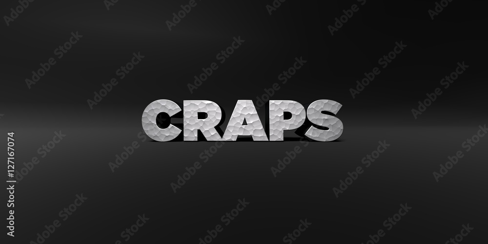 Fototapete craps - hammered metal finish text on black studio - 3d rendered royalty free stock photo. this imag
