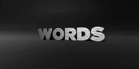 WORDS - hammered metal finish text on black studio - 3D rendered royalty free stock photo. This image can be used for an online website banner ad or a print postcard.