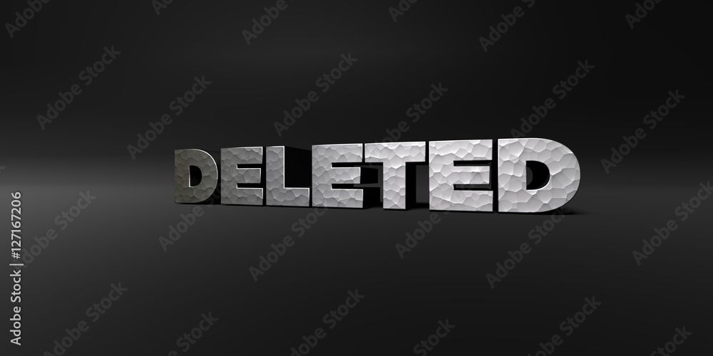 Fototapete deleted - hammered metal finish text on black studio - 3d rendered royalty free stock photo. this im