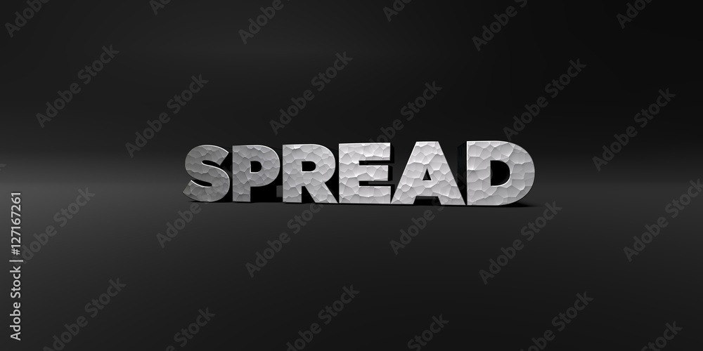 Fototapete spread - hammered metal finish text on black studio - 3d rendered royalty free stock photo. this ima