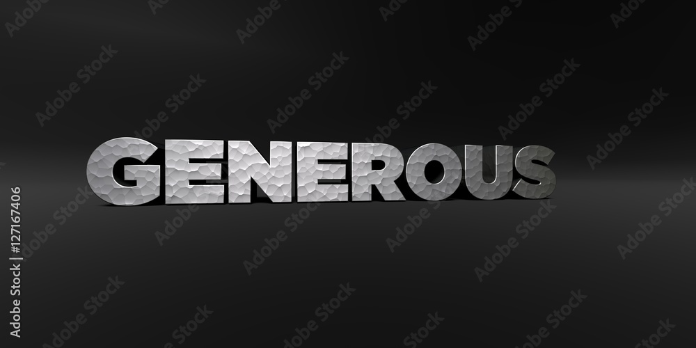Fototapete generous - hammered metal finish text on black studio - 3d rendered royalty free stock photo. this i