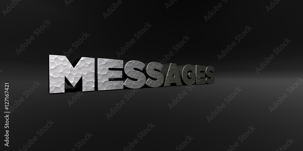 Fototapete messages - hammered metal finish text on black studio - 3d rendered royalty free stock photo. this i