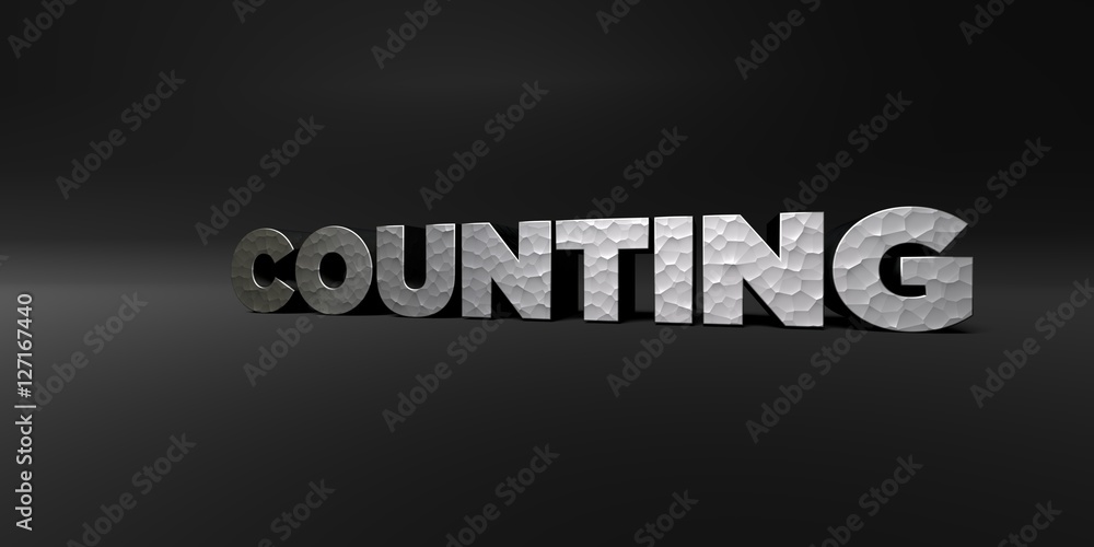Fototapete counting - hammered metal finish text on black studio - 3d rendered royalty free stock photo. this i