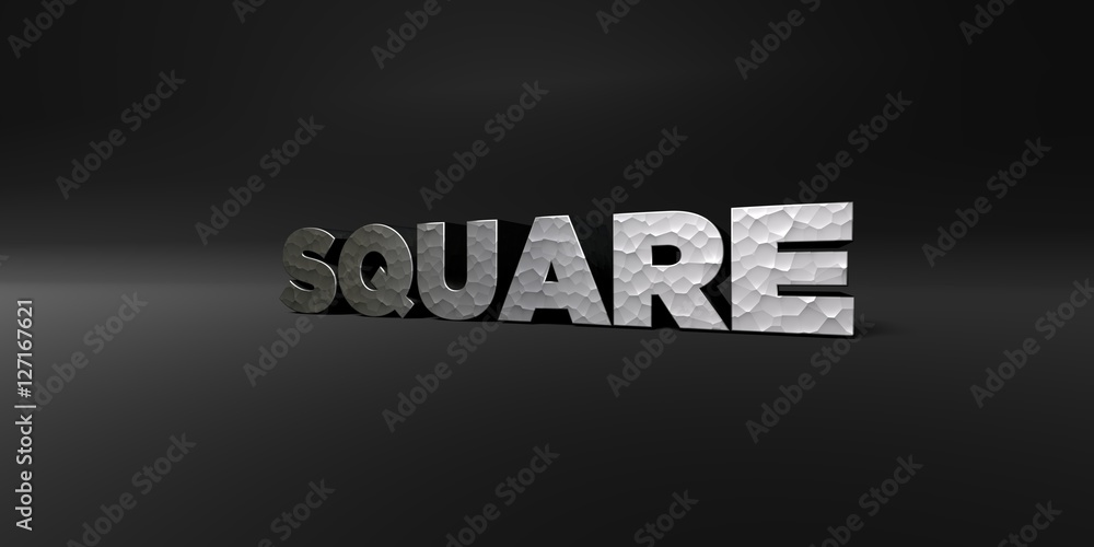 Fototapete square - hammered metal finish text on black studio - 3d rendered royalty free stock photo. this ima