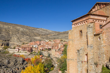 Historical city Albarracin in autumn colors