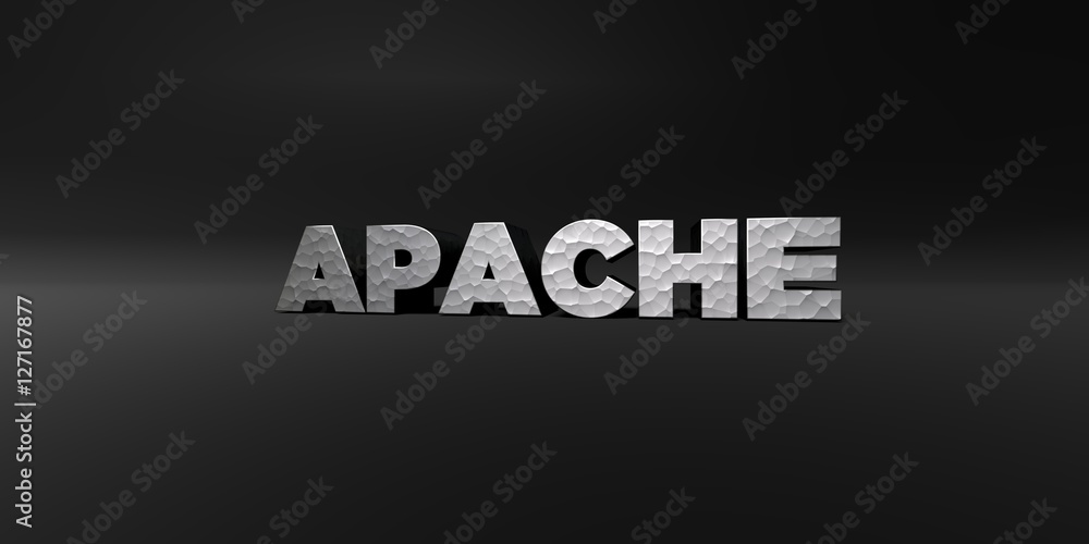 Fototapete apache - hammered metal finish text on black studio - 3d rendered royalty free stock photo. this ima