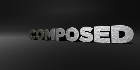 COMPOSED - hammered metal finish text on black studio - 3D rendered royalty free stock photo. This image can be used for an online website banner ad or a print postcard.
