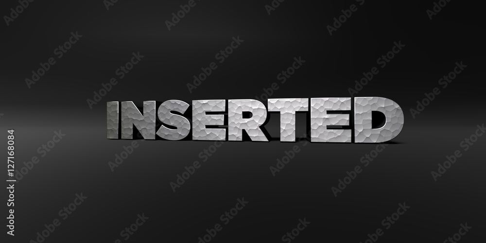 Fototapete inserted - hammered metal finish text on black studio - 3d rendered royalty free stock photo. this i