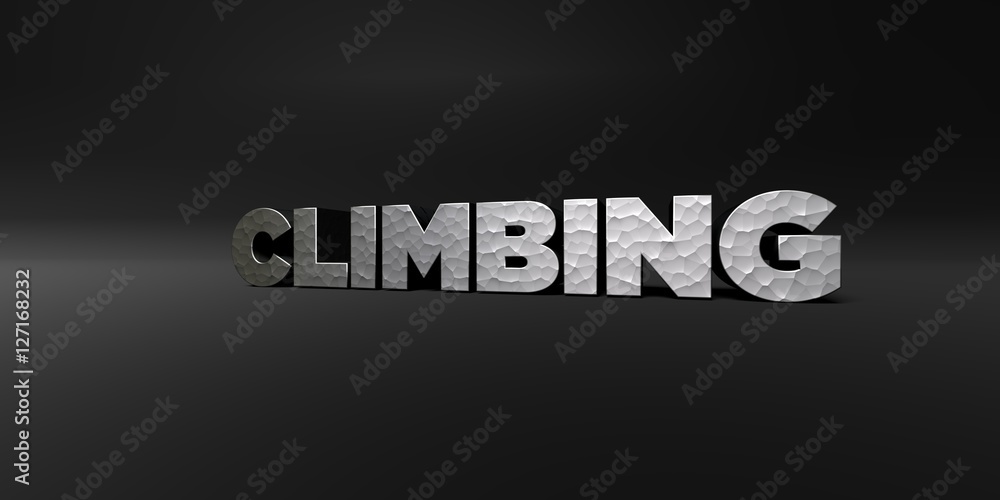 Fototapete climbing - hammered metal finish text on black studio - 3d rendered royalty free stock photo. this i