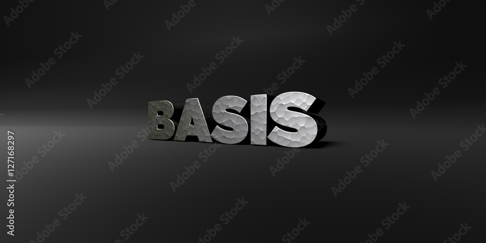 Fototapete basis - hammered metal finish text on black studio - 3d rendered royalty free stock photo. this imag