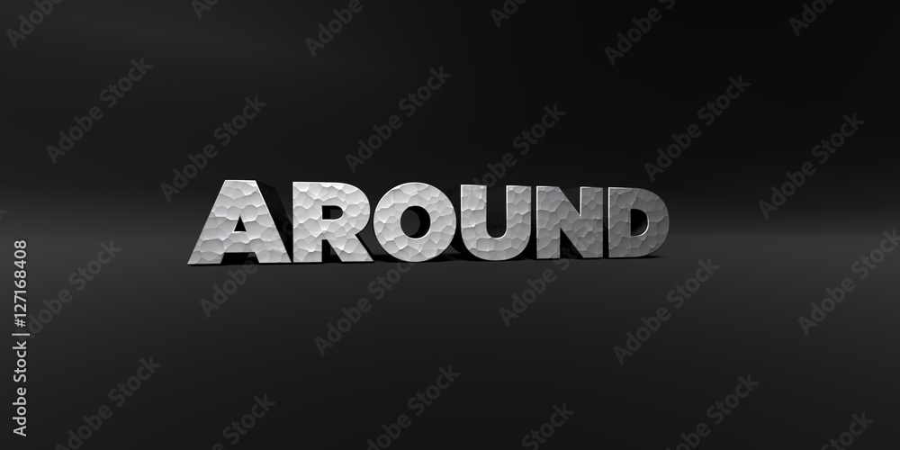 Fototapete around - hammered metal finish text on black studio - 3d rendered royalty free stock photo. this ima