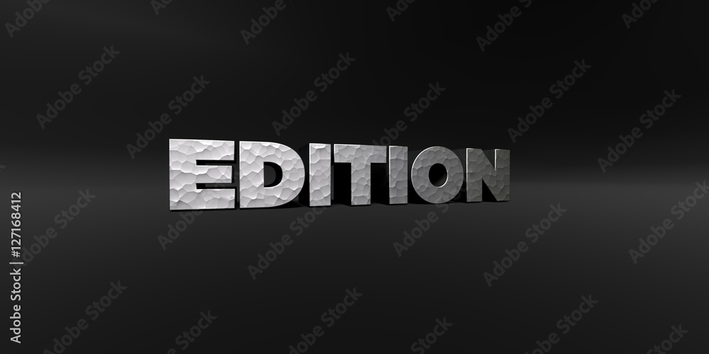 Fototapete edition - hammered metal finish text on black studio - 3d rendered royalty free stock photo. this im