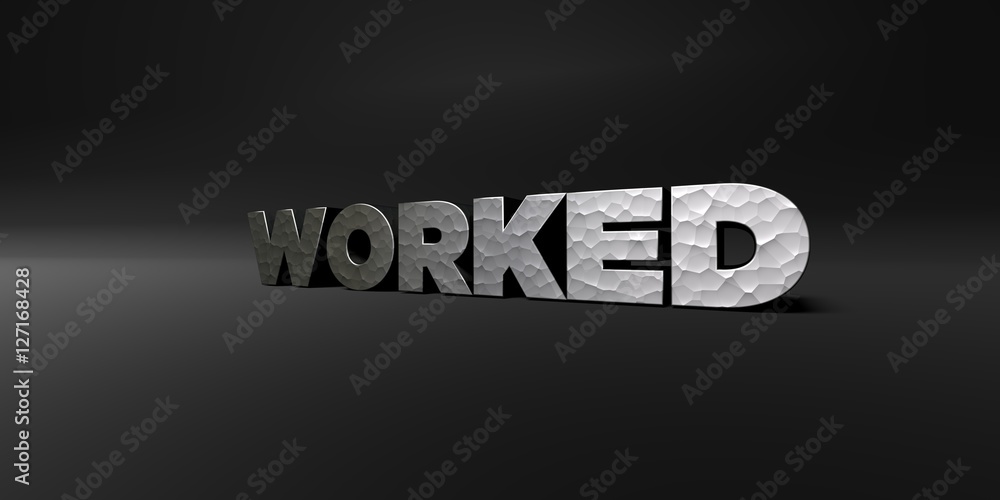 Fototapete worked - hammered metal finish text on black studio - 3d rendered royalty free stock photo. this ima