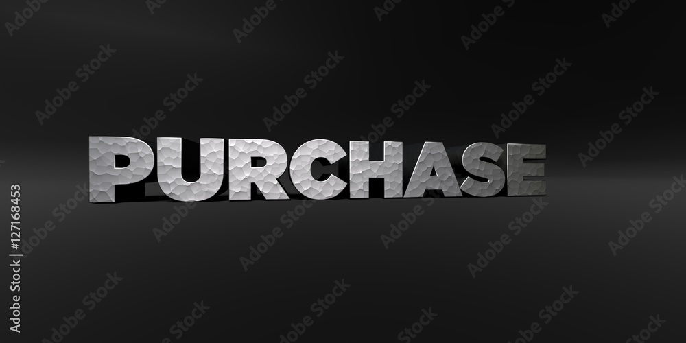 Fototapete purchase - hammered metal finish text on black studio - 3d rendered royalty free stock photo. this i