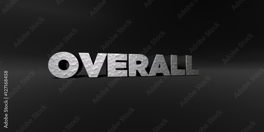 Fototapete overall - hammered metal finish text on black studio - 3d rendered royalty free stock photo. this im