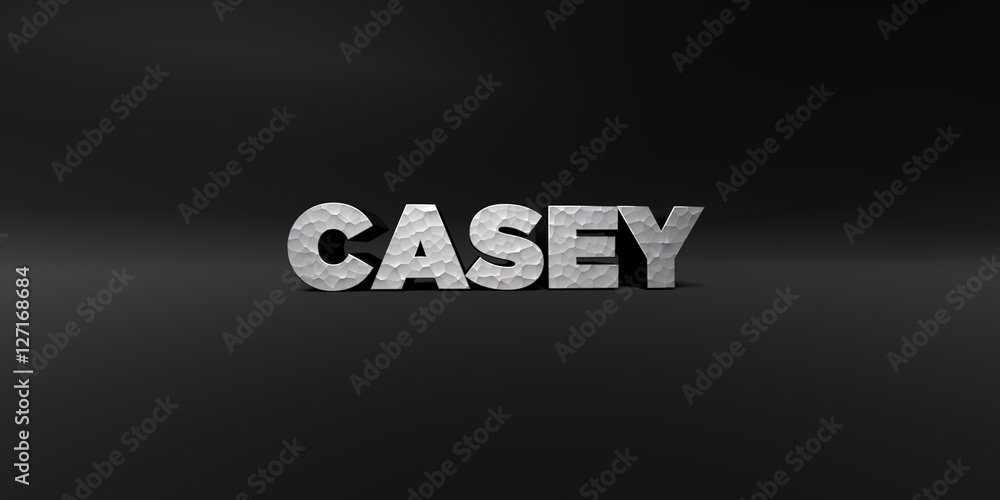 Fototapete casey - hammered metal finish text on black studio - 3d rendered royalty free stock photo. this imag