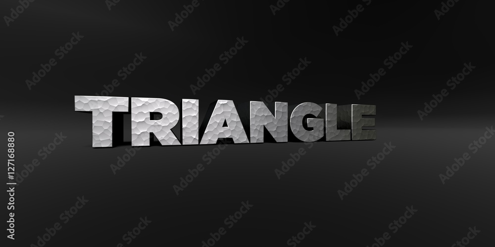 Fototapete triangle - hammered metal finish text on black studio - 3d rendered royalty free stock photo. this i