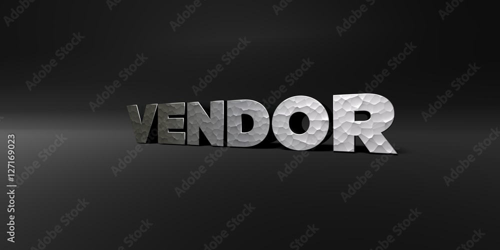 Fototapete vendor - hammered metal finish text on black studio - 3d rendered royalty free stock photo. this ima