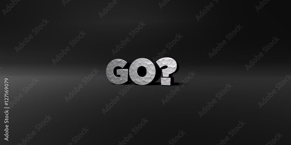 Fototapete go? - hammered metal finish text on black studio - 3d rendered royalty free stock photo. this image 