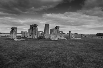 Stonehenge in black and white, Wiltshire, England