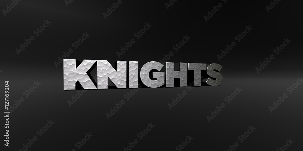 Fototapete knights - hammered metal finish text on black studio - 3d rendered royalty free stock photo. this im