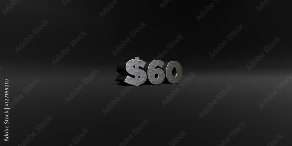 Fototapete $60 - hammered metal finish text on black studio - 3d rendered royalty free stock photo. this image 