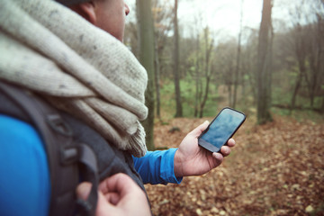 Using mobile phone in the forest
