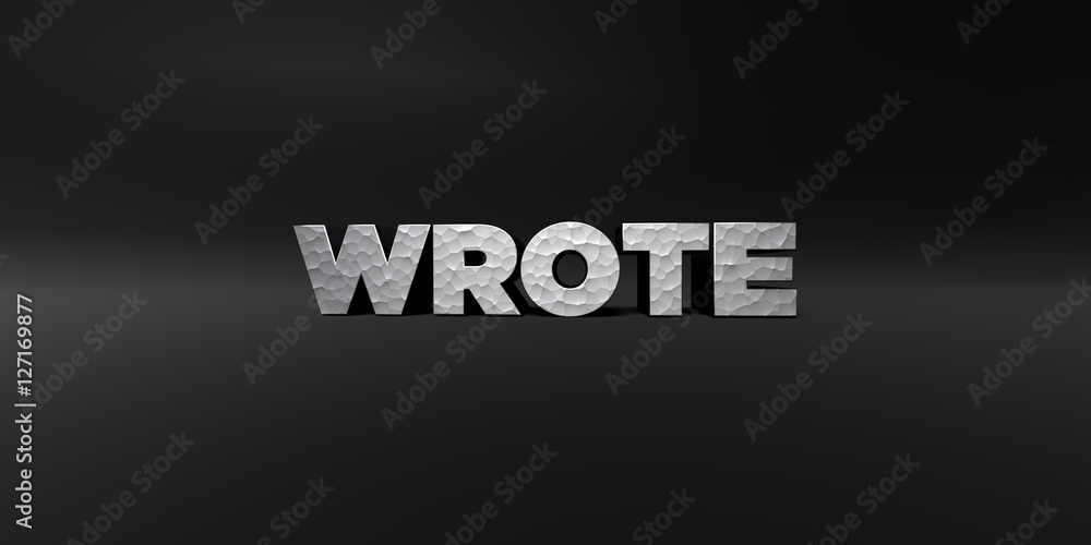 Fototapete wrote - hammered metal finish text on black studio - 3d rendered royalty free stock photo. this imag