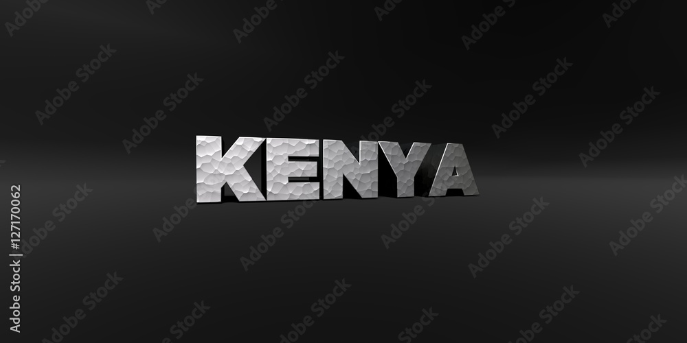 Fototapete kenya - hammered metal finish text on black studio - 3d rendered royalty free stock photo. this imag