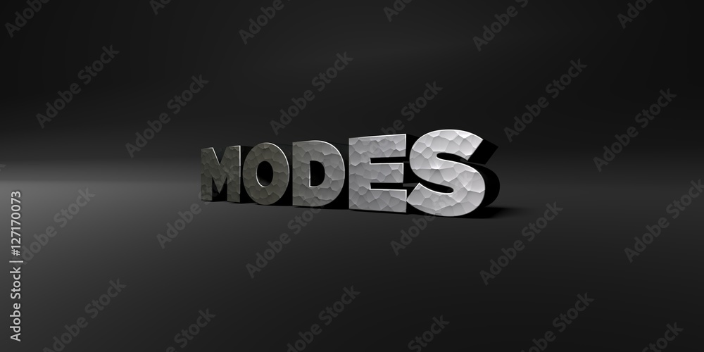 Fototapete modes - hammered metal finish text on black studio - 3d rendered royalty free stock photo. this imag