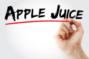 Hand writing Apple juice with marker, concept background