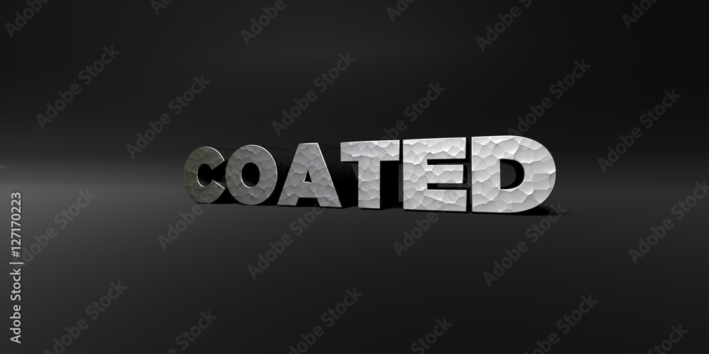 Fototapete coated - hammered metal finish text on black studio - 3d rendered royalty free stock photo. this ima