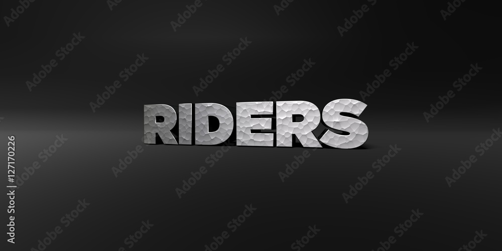 Fototapete riders - hammered metal finish text on black studio - 3d rendered royalty free stock photo. this ima