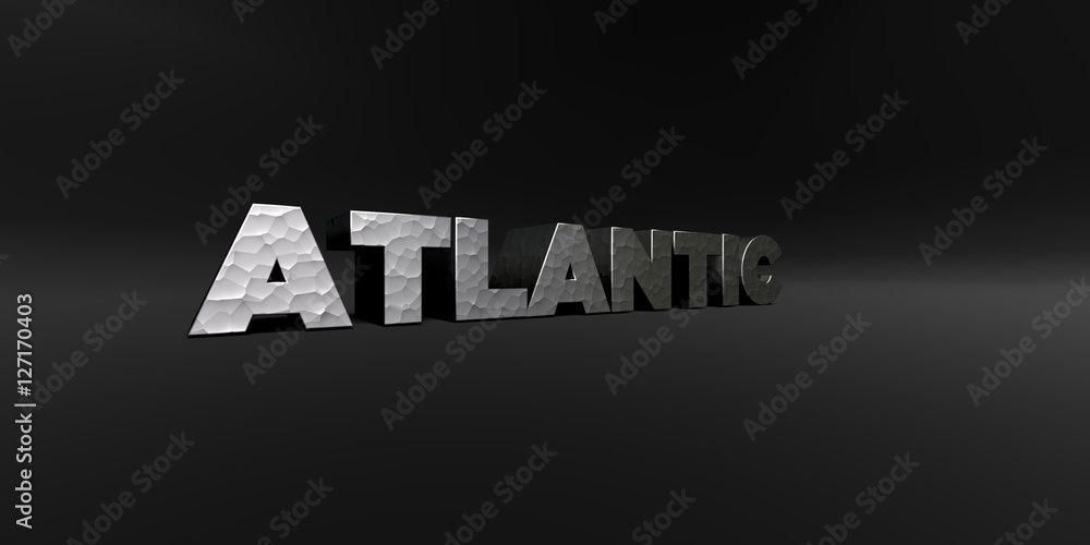 Fototapete atlantic - hammered metal finish text on black studio - 3d rendered royalty free stock photo. this i